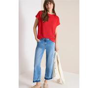 Cecil Damen T-Shirt mit Boatneck im Strick-Look in Rot, Gr: XL