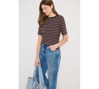 Cecil Rundhalsshirt Damen M (40) macchiato braun – Jersey, 100% Baumwolle, gestreift