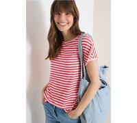 Rundhalsshirt CECIL, Damen, Gr. L (42), fresh rot, Stoff, 65% Viskose, 35% Polyester, gestreift, comfort fit normal, U-Boot-Ausschnitt, abgesteppt, Shirts Rundhalsshirt, Jersey (71037558-L) fresh rot