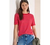 Cecil Rundhalsshirt gestreift 100% Baumwolle Jersey Rundhals Damen Rot XL