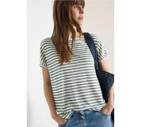 Cecil Damen T-Shirt gestreift U-Boot-Ausschnitt 65% Viskose/35% Polyester Grün Gr. M