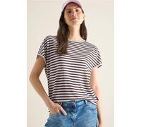 Cecil Rundhalsshirt – gestreift, U-Boot-Ausschnitt, 65/35 Viskose/Polyester, Gr. S, rich burgundy