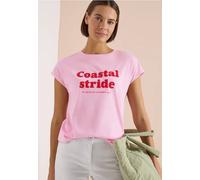 Cecil Kurzarmshirt mit Boatneck und Wording Print light blush rose Damen XXL (46)
