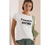 T-Shirt mit Boatneck und Wording Print