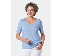 T-Shirt mit charmantem Ausschnitt und Schmucksteinchen blau 23