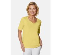 T-Shirt mit charmantem Ausschnitt und Schmucksteinchen gelb 24