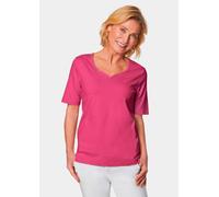 T-Shirt mit charmantem Ausschnitt und Schmucksteinchen pink 42