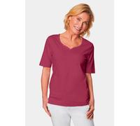 T-Shirt mit charmantem Ausschnitt und Schmucksteinchen rot 54