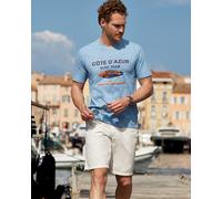 T-Shirt mit Frontprint in Slub-Garn allover