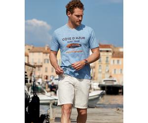 T-Shirt mit Frontprint in Slub-Garn allover