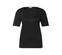 Street One Frauen T-Shirt mit Herzausschnitt in Schwarz, Gr: 34