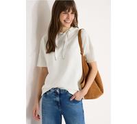 Kapuzenshirt CECIL, Damen, Gr. XXL (46), vanilleweiß, Stoff, 50% Viskose, 48% Polyester, 2% Elasthan, unifarben, comfort fit hüftlang, ohne Ausschnitt, normaler Saum, Shirts Kapuzenshirt, mit Struktur