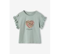 T-Shirt mit kurzen Volantärmeln Mädchen salbeigrün Gr. 98/104 von vertbaudet