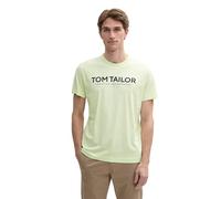 Rundhalsshirt TOM TAILOR, Herren, Gr. XL, grün (lime cream grün), Single Jersey, Obermaterial: 100% Baumwolle, regular fit, Rundhals, Shirts Rundhalsshirt, mit Logoprint (76719730-XL) lime cream grün