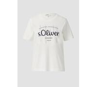 T-Shirt S.OLIVER, Damen, Gr. 42, sanftes weiß, Jersey, Obermaterial: 100% Baumwolle, bedruckt, gerade hüftbedeckend, Rundhals, Shirts, mit Print (99722542-42) sanftes weiß