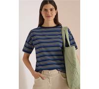 Print-Shirt CECIL, Damen, Gr. XS (36), urban dunkelblau, Web, 100% Baumwolle, gestreift, comfort fit normal, U-Boot-Ausschnitt, normaler Saum, Shirts, mit bunten Streifen (51520658-XS) urban dunkelbla