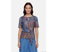 Kurzarmshirt BETTY BARCLAY "Damen mit Schleifenknoten", Damen, Gr. 48, blau (blau, rot), Jersey, Obermaterial: 94% Polyester, 6% Elasthan, figurbetont normal, U-Boot-Ausschnitt, Shirts (81994947-48) b