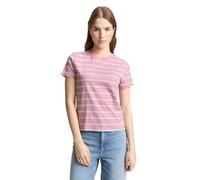 Tom Tailor Denim T-Shirt – 100% Baumwolle, gestreift, Rundhals – Damen M, pink/blau multicolor