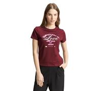 T-Shirt TOM TAILOR DENIM, Damen, Gr. XXL, tawny port rot, Jersey, Obermaterial: 100% Baumwolle, bedruckt, regular fit normal, Rundhals, Shirts T-Shirt (70787240-XXL) tawny port rot