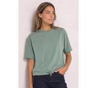 T-Shirt STREET ONE, Damen, Gr. 46, eucalyptus grün, Stoff, 46% Modal, 46% Polyester, 8% Elasthan, unifarben, normal normal, Rundhals, abgesteppt, Shirts T-Shirt, mit Elastiksaum und Tunnelzug (6786723