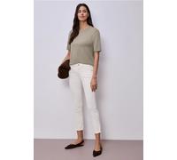 Street One Frauen T-Shirt mit Rundhals im Strick-Look in Beige, Gr: 40