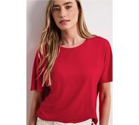 Kurzarmshirt STREET ONE, Damen, Gr. 46, salsa rot, Jersey, Obermaterial: 95% Viskose, 5% Elasthan, unifarben, regular fit hüftbedeckend, Rundhals, abgesteppte Kante, Shirts, Sommershirt in Unifarbe (3
