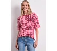 Street One Frauen T-Shirt mit Rundhals und All-over-Print in Rot, Gr: 40