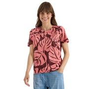 T-Shirt CECIL, Damen, Gr. M (40), rosa (coral), Web, 100% Baumwolle, geblümt, normal normal, Rundhals, abgesteppt, Shirts T-Shirt, aus reiner Baumwolle (18773734-M) coral