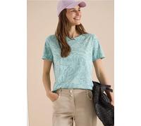 Cecil Kurzarmshirt CECIL Damen Rundhals mit Blätterprint 100% Baumwolle Gr. L (42) crystal mint