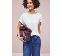 Shirttop STREET ONE, Damen, Gr. 36, sanftes weiß, Jersey, Obermaterial: 95% Viskose, 5% Elasthan, unifarben, regular fit normal, U-Boot-Ausschnitt, Tops Shirttop, mit Deko-Tape (68140428-36) sanftes w