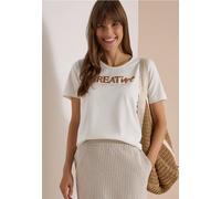 Print-Shirt CECIL, Damen, Gr. XXL (46), weiß (vanilleweiß), Jersey, Obermaterial: 48% Baumwolle, 48% Modal, 4% Elasthan, bedruckt, normal hüftbedeckend, Rundhals, abgesteppte Kante, Shirts, Sommershir