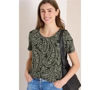 Cecil Damen T-Shirt mit Rundhals und Minimal Print in Grün, Gr: L