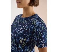 T-Shirt CECIL, Damen, Gr. XL (44), urban dunkelblau, Web, 100% Baumwolle, gemustert, normal normal, Rundhals, abgesteppt, Shirts T-Shirt, aus reiner Baumwolle (88530931-XL) urban dunkelblau