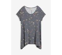 T-Shirt BONPRIX, Damen, Gr. 36/38 (S), dunkelgrau bedruckt, Jersey, Obermaterial: 95% Viskose, 5% Elasthan, bedruckt, figurumspielend Po-bedeckend, Rundhals, Shirts T-Shirt, leicht ausgestellter Schni