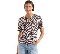 T-Shirt CECIL, Damen, Gr. XXL (46), braun cacao, Stoff, 50% Modal, 50% Baumwolle, gemustert, comfort fit normal, Rundhals, normaler Saum, Shirts T-Shirt, mit allover Print (47084035-XXL) braun cacao