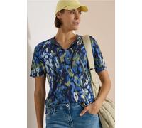 T-Shirt mit Split Neck und Print