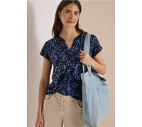 T-Shirt mit Split Neck und Print