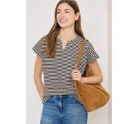 T-Shirt mit Split Neck und Struktur