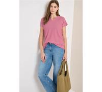 Rundhalsshirt CECIL, Damen, Gr. XL (44), beetroot pink, Web, 42% Baumwolle, 42% Polyester, 14% Viskose, 2% Elasthan, gestreift, comfort fit normal, V-Ausschnitt, abgesteppt, Shirts Rundhalsshirt, im s