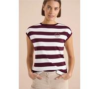 Rundhalsshirt CECIL, Damen, Gr. S (38), sweet grape rot, Web, 100% Baumwolle, gestreift, normal normal, U-Boot-Ausschnitt, abgesteppt, Shirts Rundhalsshirt, aus reiner Baumwolle (46568136-S) sweet gra