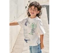 T-Shirt mit Surfer-Print Jungen mit Recycling-Baumwolle wollweiß Gr. 158/164 von vertbaudet