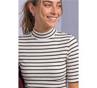 T-Shirt mit Turtle Neck in Rippstruktur