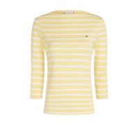 T-Shirt mit U-Boot-Ausschnitt und 3/4-Ärmeln Gelb XS