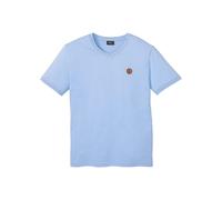 T-Shirt BONPRIX, Herren, Gr. 44/46 (S), blau (perlblau), Jersey, Obermaterial: 60% Baumwolle, 40% Polyester, unifarben, regular fit hüftbedeckend, V-Ausschnitt, Rippbündchen, Shirts T-Shirt, Regular F