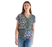 T-Shirt mit V-Neck und Patchwork-Print