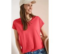 Cecil Damen T-Shirt mit V-Neck und Spitzendetail in Orange, Gr: XXL