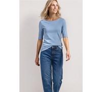 T-Shirt mit Wavy Neckline in Unifarbe