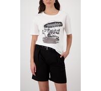 T-Shirt MONARI, Damen, Gr. 38, weiß (ecru), Web, Obermaterial: 50% Baumwolle, 50% Modal, unifarben, regular fit taillenbedeckt, Rundhals, eingesetzt abgesteppte Kante, Shirts T-Shirt, Regular fit mit
