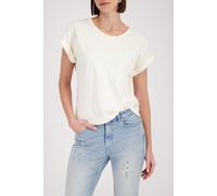 T-Shirt MONARI "Shirt Basic Pima", Damen, Gr. 42, weiß (beige), Web, Obermaterial: 100% Baumwolle, unifarben, regular fit taillenbedeckt, Rundhals, eingesetzt Aufschlag, Shirts T-Shirt, Regular fit mi