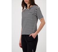T-Shirt MONARI "Shirt Basic Pima Ringel", Damen, Gr. 40, schwarz gem, Web, Obermaterial: 100% Baumwolle, gestreift, regular fit taillenbedeckt, Rundhals, eingesetzt abgesteppte Kante, Shirts T-Shirt,